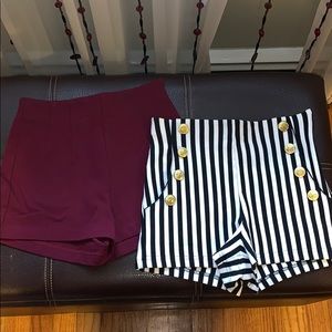 High-waisted shorts. Selling both for $4.